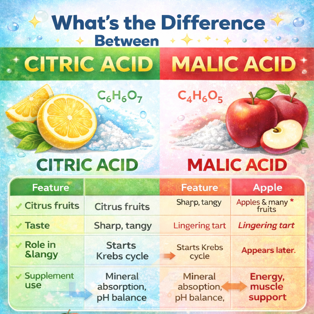 Difference Between Citric Acid and Malic Acid